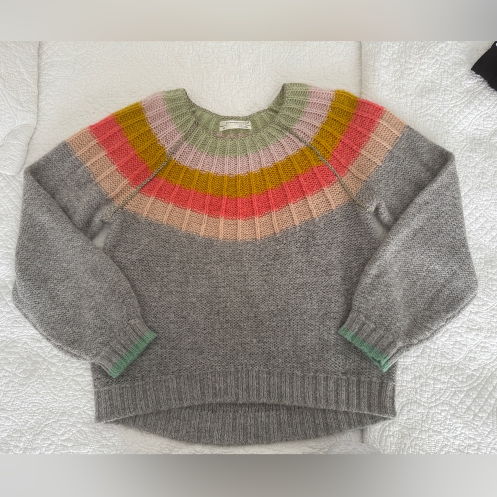 By Anthropologie Colleen Multicolor Striped Grey Colorful Women's Sweater